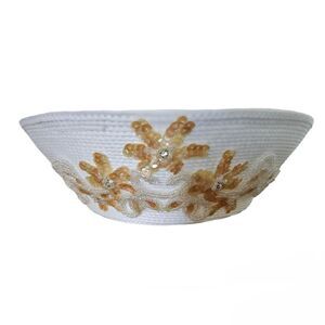 Mr John Signature Series Vintage Derby Church Easter White Hat Beaded Sequin